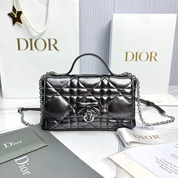 My Dior Mini Bag Trianon Metallic Cannage Lambskin Silver Tone - 21x11.5x7cm
