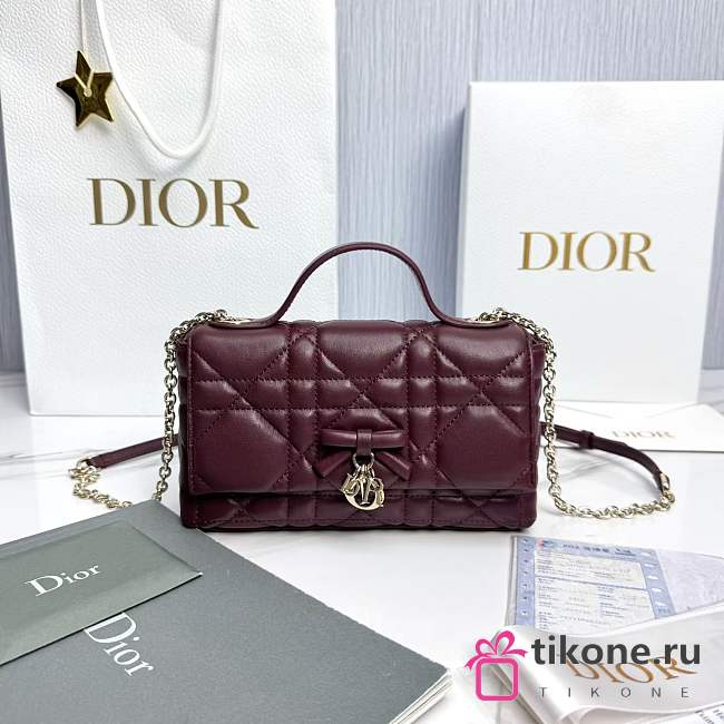 My Dior Mini Bag Trianon Cannage Lambskin Burgundy - 21x11.5x7cm - 1
