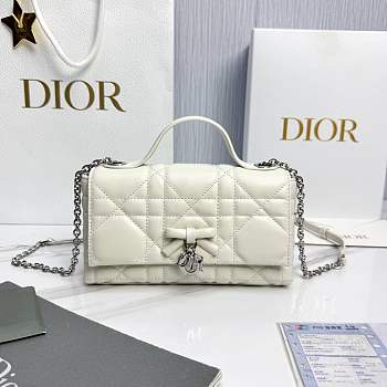 My Dior Mini Bag Trianon Cannage Lambskin White - 21x11.5x7cm