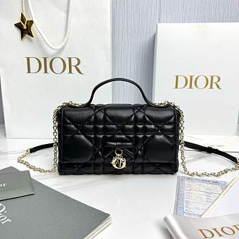 My Dior Mini Bag Trianon Cannage Lambskin Black - 21x11.5x7cm
