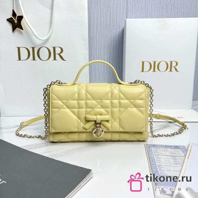 My Dior Mini Bag Trianon Cannage Lambskin Yellow - 21x11.5x7cm - 1