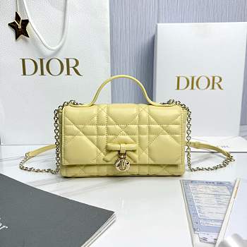 My Dior Mini Bag Trianon Cannage Lambskin Yellow - 21x11.5x7cm