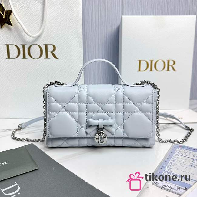 My Dior Mini Bag Trianon Cannage Lambskin Ice Blue - 21x11.5x7cm - 1