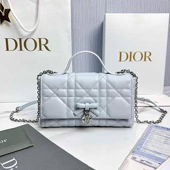 My Dior Mini Bag Trianon Cannage Lambskin Ice Blue - 21x11.5x7cm