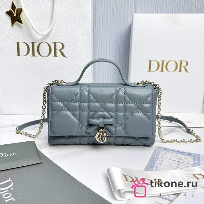 My Dior Mini Bag Trianon Cannage Lambskin Cloud Blue - 21x11.5x7cm - 1
