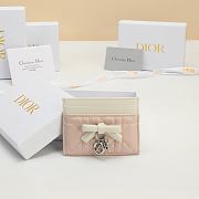 Lady Dior Freesia Card Holder Two-Tone Soupir Pink and Latte Cannage Lambskin - 10.5x8x0.5cm - 1