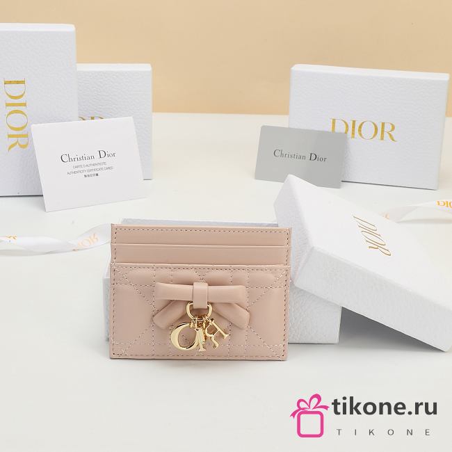 Lady Dior Freesia Card Holder Soupir Pink Cannage Lambskin - 10.5x8x0.5cm - 1