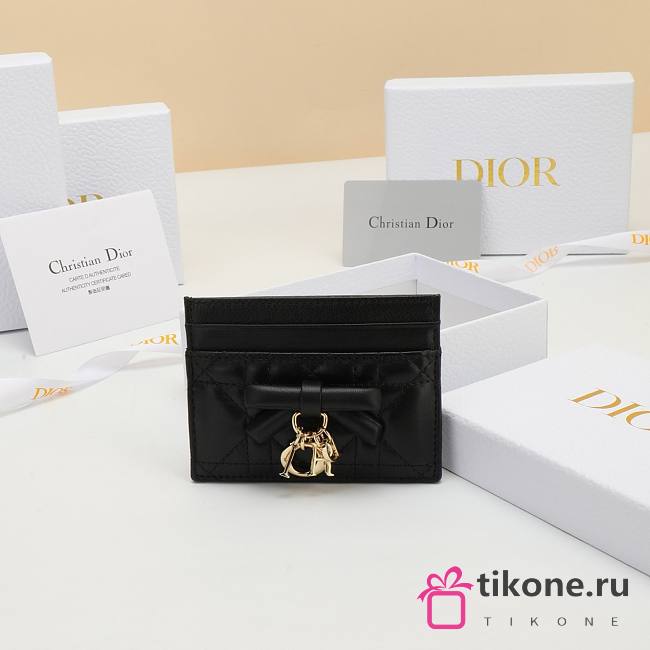 Lady Dior Freesia Card Holder Black Cannage Lambskin - 10.5x8x0.5cm - 1