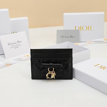 Lady Dior Freesia Card Holder Black Cannage Lambskin - 10.5x8x0.5cm