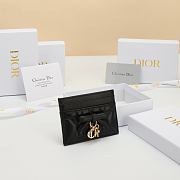 Lady Dior Freesia Card Holder Black Cannage Lambskin - 10.5x8x0.5cm - 3