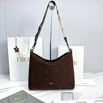 Medium Diorly Bag Chocolate Suede Calfskin - 31.5x25x8cm