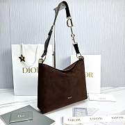 Medium Diorly Bag Chocolate Suede Calfskin - 31.5x25x8cm - 2