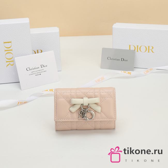 Lady Dior Glycine Wallet Two-Tone Pink Fairytale and Latte Cannage Lambskin - 11x7.5x3cm - 1