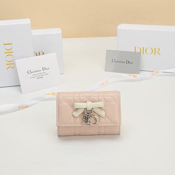 Lady Dior Glycine Wallet Two-Tone Pink Fairytale and Latte Cannage Lambskin - 11x7.5x3cm