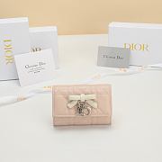 Lady Dior Glycine Wallet Two-Tone Pink Fairytale and Latte Cannage Lambskin - 11x7.5x3cm - 3