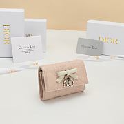 Lady Dior Glycine Wallet Two-Tone Pink Fairytale and Latte Cannage Lambskin - 11x7.5x3cm - 2
