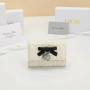 Lady Dior Glycine Wallet Two-Tone Latte and Black Cannage Lambskin - 11x7.5x3cm - 1