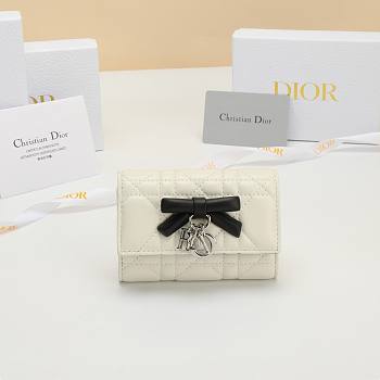 Lady Dior Glycine Wallet Two-Tone Latte and Black Cannage Lambskin - 11x7.5x3cm