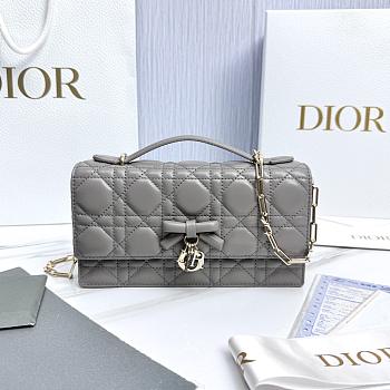 My Dior Mini Bag Trianon Gray Cannage Lambskin Bow - 21x11.5x4.5cm