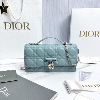 My Dior Mini Bag Tourmaline Blue Cannage Lambskin Bow - 21x11.5x4.5cm