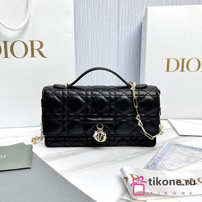 My Dior Mini Bag Black Cannage Lambskin Bow - 21x11.5x4.5cm - 1