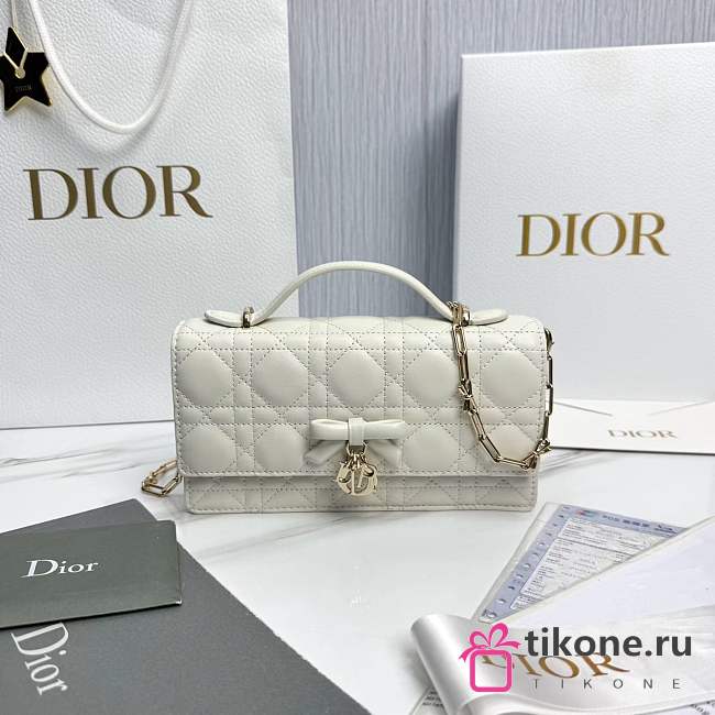 My Dior Mini Bag White Cannage Lambskin Bow - 21x11.5x4.5cm - 1