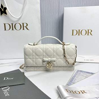 My Dior Mini Bag White Cannage Lambskin Bow - 21x11.5x4.5cm