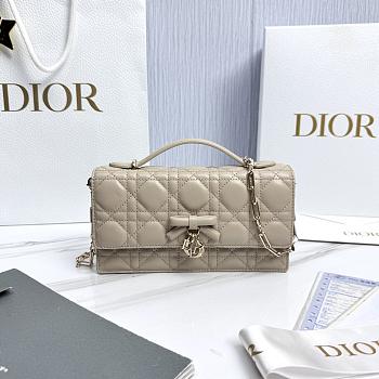 My Dior Mini Bag Beige Cannage Lambskin Bow - 21x11.5x4.5cm