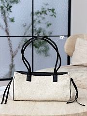 Chanel Small Tote Grained Calfskin Tweed & Gold-Tone Metal White Black - 30.5x15x11.5cm - 3