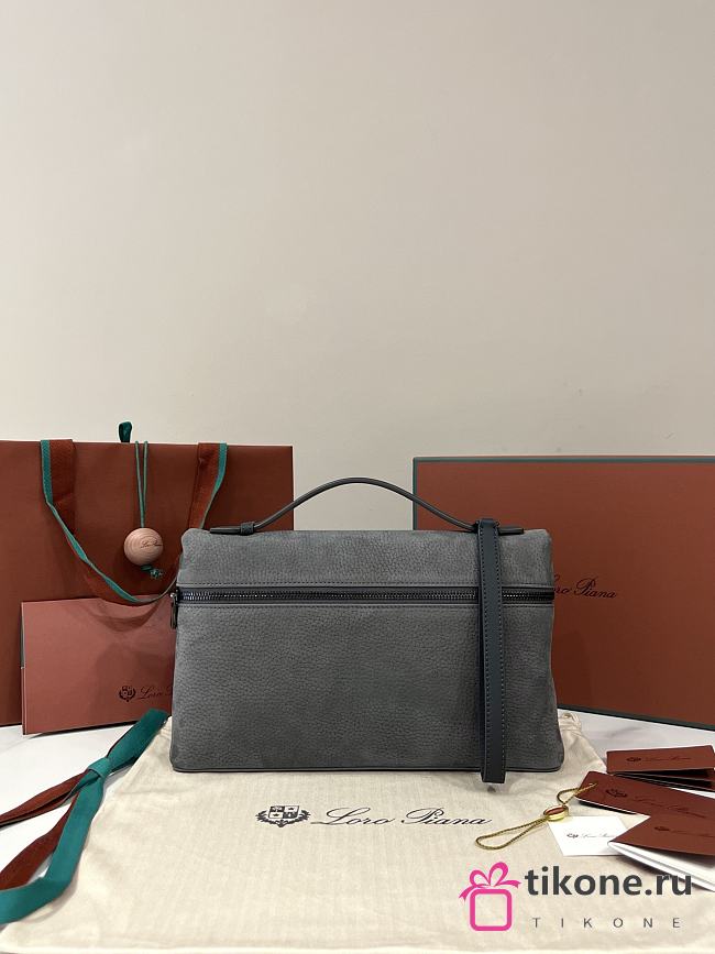 Loro Piana Extra Pouch L29 Calfskin Blue Green/Onyx (706F) - 29x18x5cm  - 1