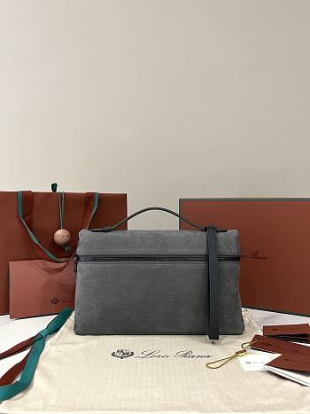 Loro Piana Extra Pouch L29 Calfskin Blue Green/Onyx (706F) - 29x18x5cm 