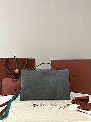 Loro Piana Extra Pouch L29 Calfskin Blue Green/Onyx (706F) - 29x18x5cm  - 6
