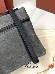 Loro Piana Extra Pouch L29 Calfskin Blue Green/Onyx (706F) - 29x18x5cm  - 5