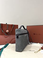 Loro Piana Extra Pouch L29 Calfskin Blue Green/Onyx (706F) - 29x18x5cm  - 2