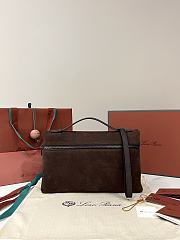 Loro Piana Extra Pouch L29 Calfskin Shaded Wood/Dark Chocolate/Onyx (B5BP) - 29x18x5cm - 1