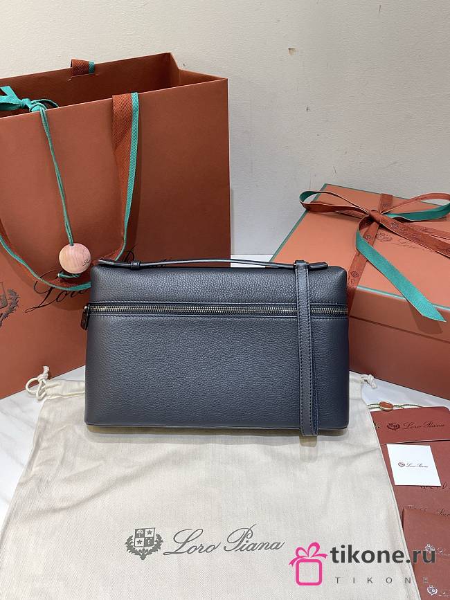 Loro Piana Extra Pouch L29 Blue Navy/Onyx (W1BI) - 29x18x5cm - 1