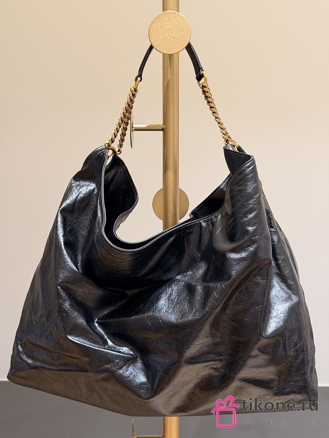 YSL Hortense Hobo In Shiny Leather Black - 41x35x15cm - 1