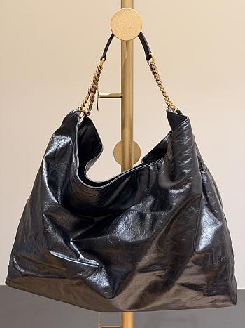 YSL Hortense Hobo In Shiny Leather Black - 41x35x15cm