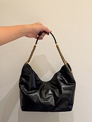 YSL Hortense Small Hobo In Shiny Leather Black - 24.5x22.5x8.5cm - 5