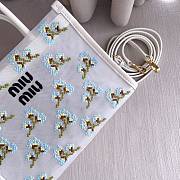 Miumiu Embroidered Mesh Top-Handle Bag White 5BA310 - 19.5x14x9cm - 5