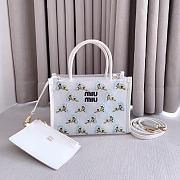 Miumiu Embroidered Mesh Top-Handle Bag White 5BA310 - 19.5x14x9cm - 2