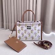 Miumiu Embroidered Mesh Top-Handle Bag Brown 5BA310 - 19.5x14x9cm - 1