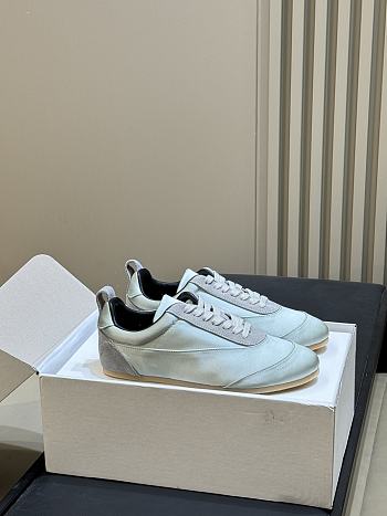 Jil Sander Etage Satin Sneaker With Suede Trims Acqua