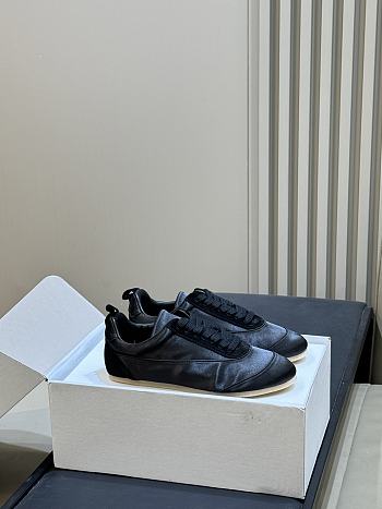 Jil Sander Etage Satin Sneaker With Suede Trims Black