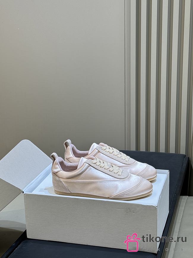 Jil Sander Etage Satin Sneaker With Suede Trims Rose - 1