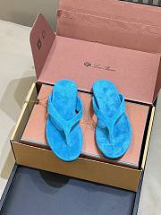 Loro Piana Ida Sandal Suede Goatskin Atlantic Deep (51HZ) - 3