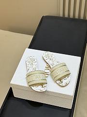 Dior Dway Slide Cotton Embroidered with Metallic Thread and White and Gold-Tone Millefiori Motif - 6
