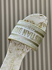 Dior Dway Slide Cotton Embroidered with Metallic Thread and White and Gold-Tone Millefiori Motif - 5