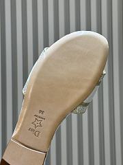 Dior Dway Slide Cotton Embroidered with Metallic Thread and White and Gold-Tone Millefiori Motif - 4