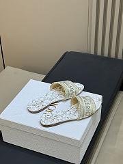 Dior Dway Slide Cotton Embroidered with Metallic Thread and White and Gold-Tone Millefiori Motif - 3